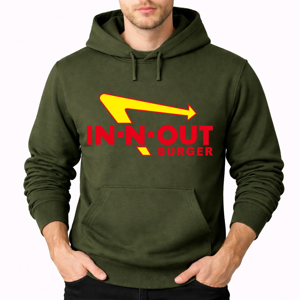 Men's In-N-Out Burger Pullover Hoodie - Army Green