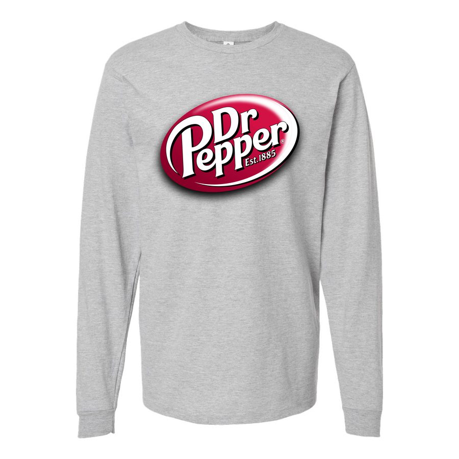 Men's dr-pepper-logo-png-transparent-1024x789 Long sleeves Cotton Blend T-Shirt - Gray
