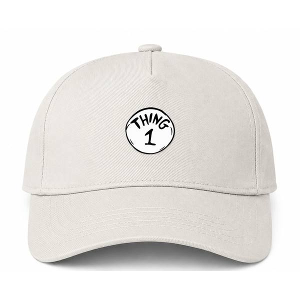 Dr. Seuss Thing 1 Logo Beige Dad Baseball Cap Hat