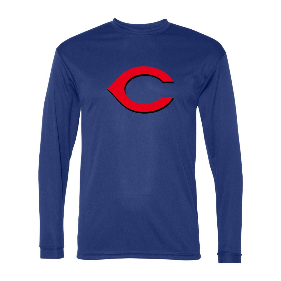 Men's Cincinnati Reds Polyester Long Sleeve T-Shirt - Blue