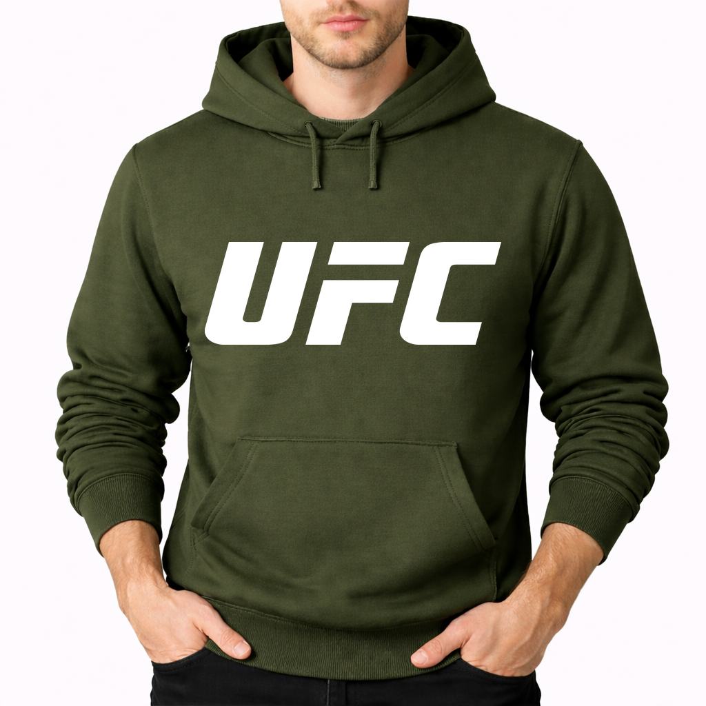 Men's UFC White Pullover Hoodie - Army Green