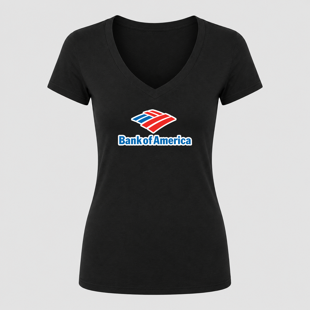 Women's Bank of America V Neck T-Shirt in black