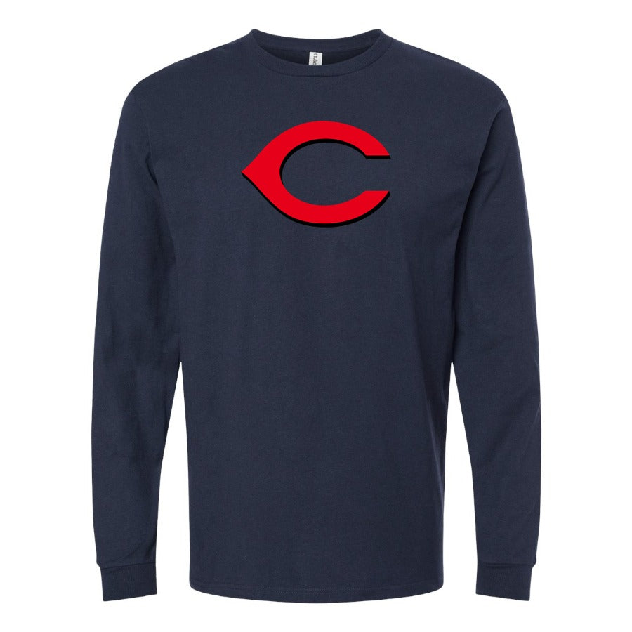 Men's Cincinnati Reds Long sleeves Cotton Blend T-Shirt - Navy