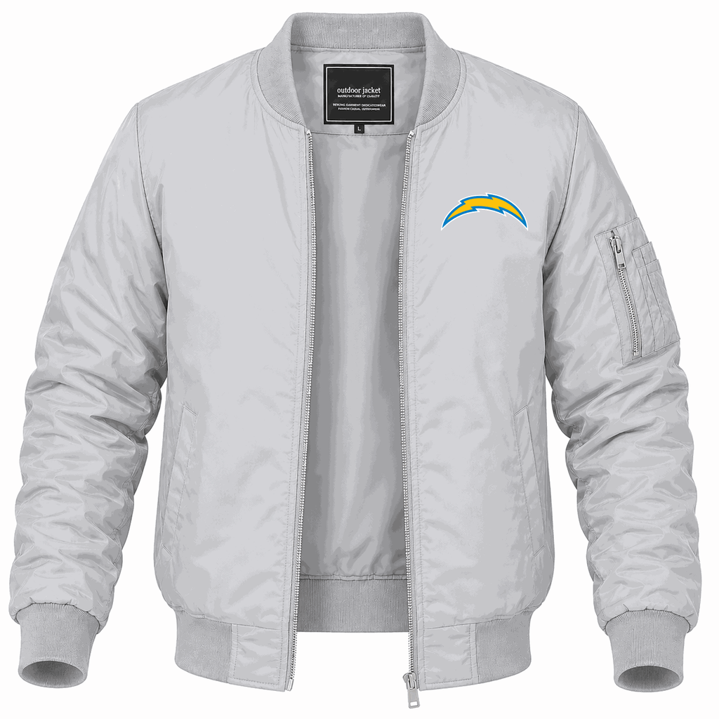 Men's Los Angeles Chargers Lightweight Bomber Jacket - Gray