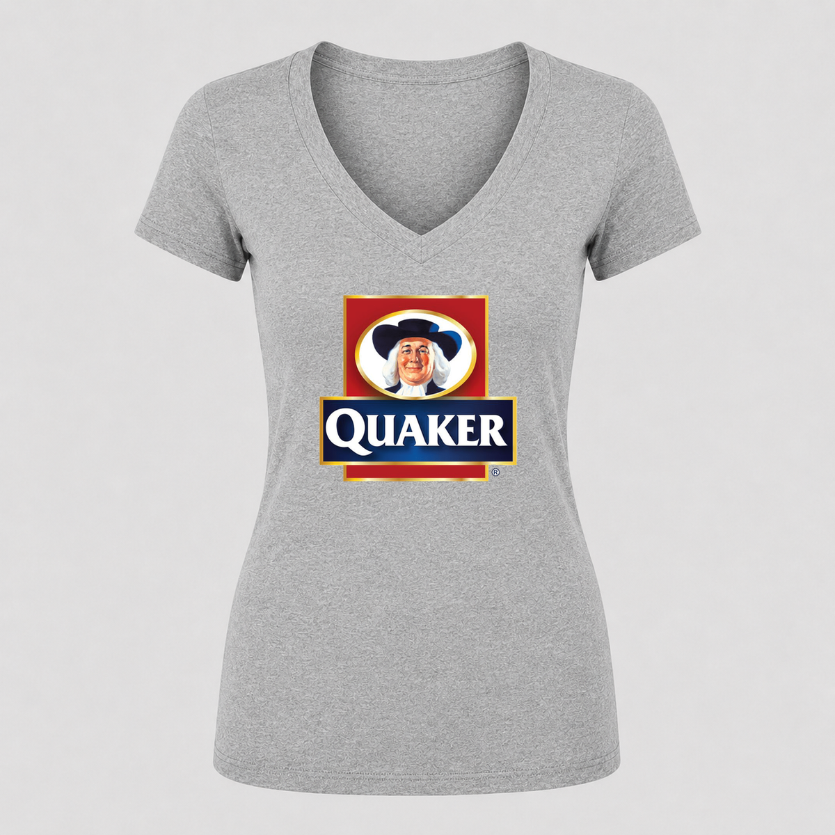 Women's Quaker V Neck T-Shirt in gray