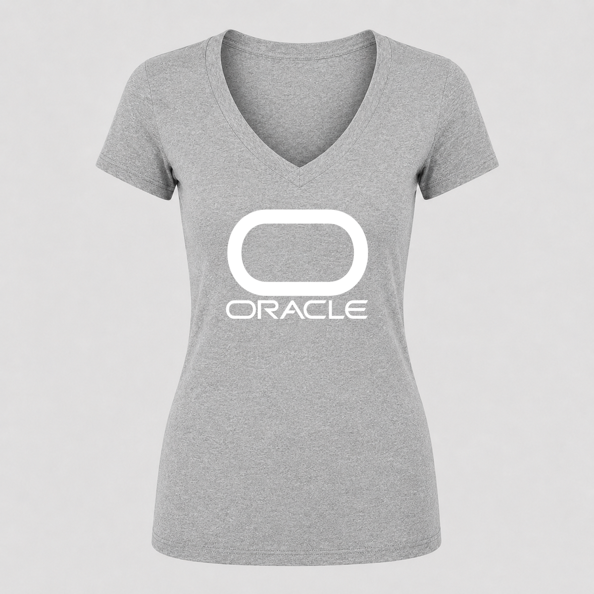 Women's Oracle White Design V Neck T-Shirt in gray