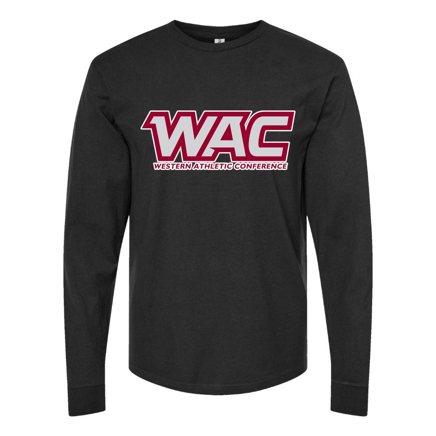 Men's Western Athletic Conference Logo2 Long sleeves Cotton Blend T-Shirt - Black
