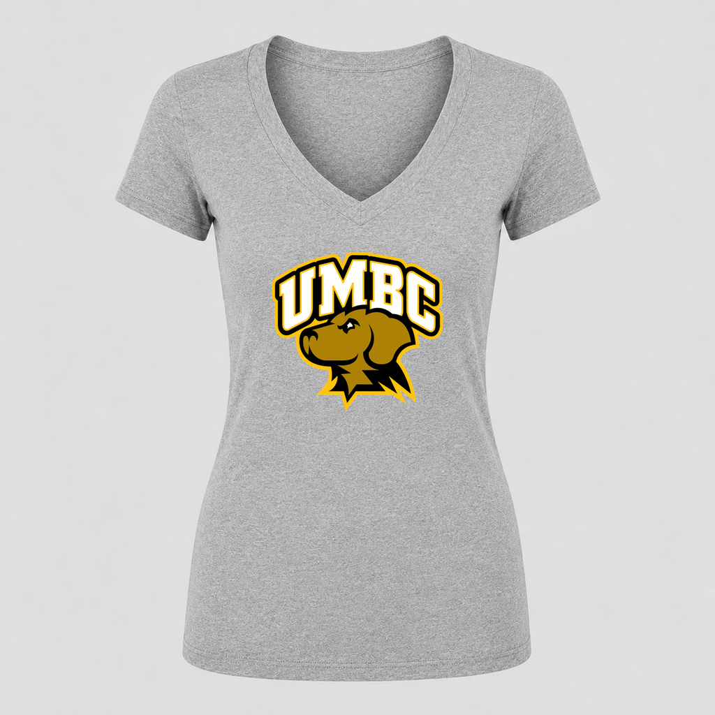 Women's UMBC Retrievers V Neck T-Shirt in gray