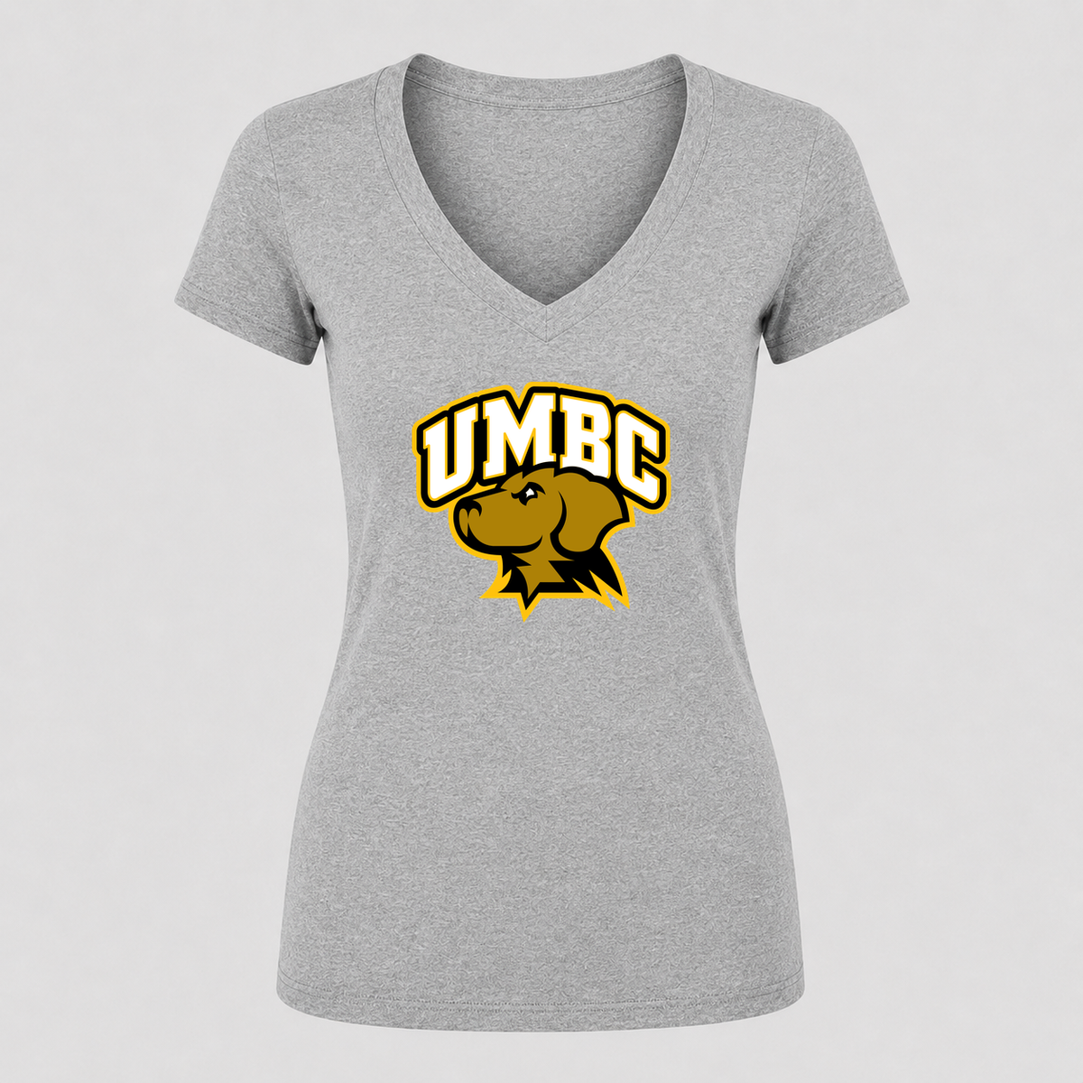 Women's UMBC Retrievers V Neck T-Shirt in gray