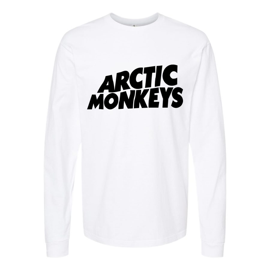 Men's Arctic-Monkeys-Logo Long sleeves Cotton Blend T-Shirt - White