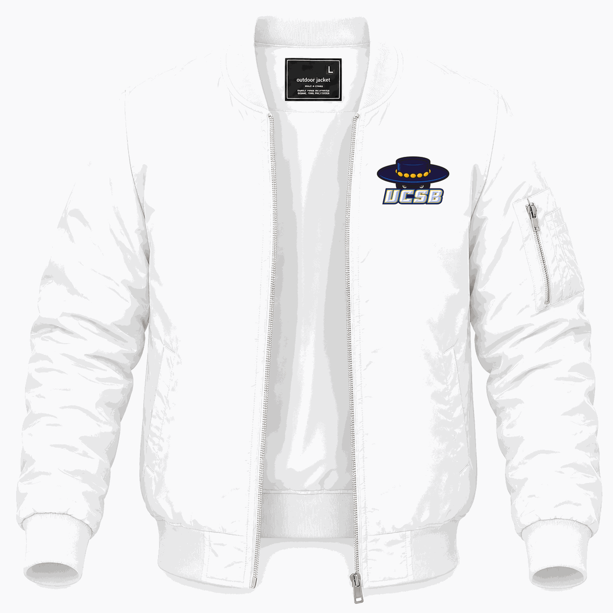 Men's UCSB Gauchos Logo Lightweight Bomber Jacket - White