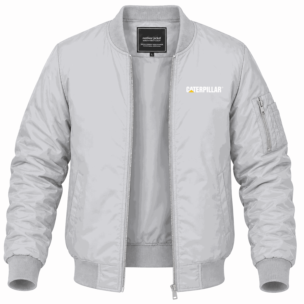 Men's Caterpillar White Lightweight Bomber Jacket - Gray