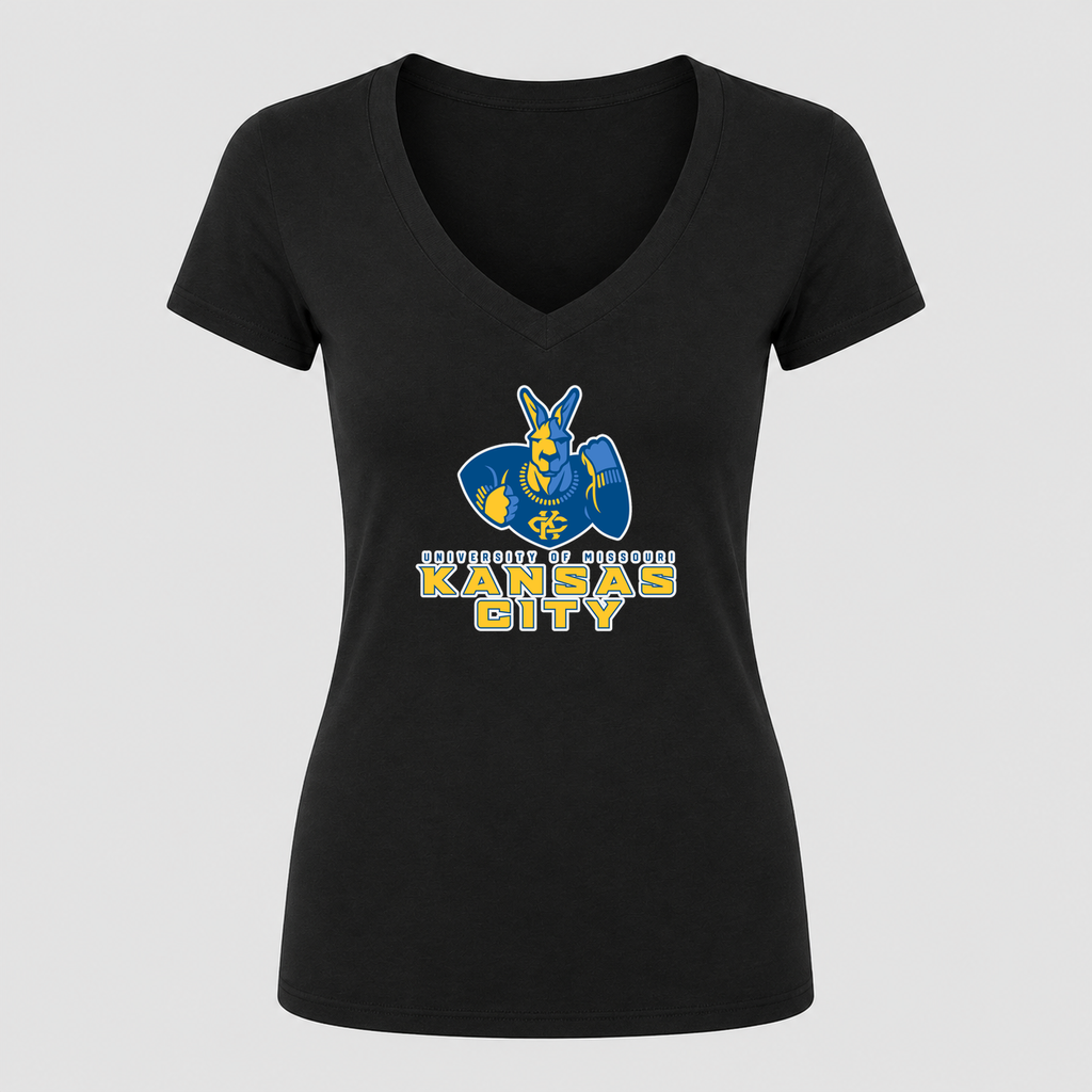 Women's UMKC Kangaroos V Neck T-Shirt in black