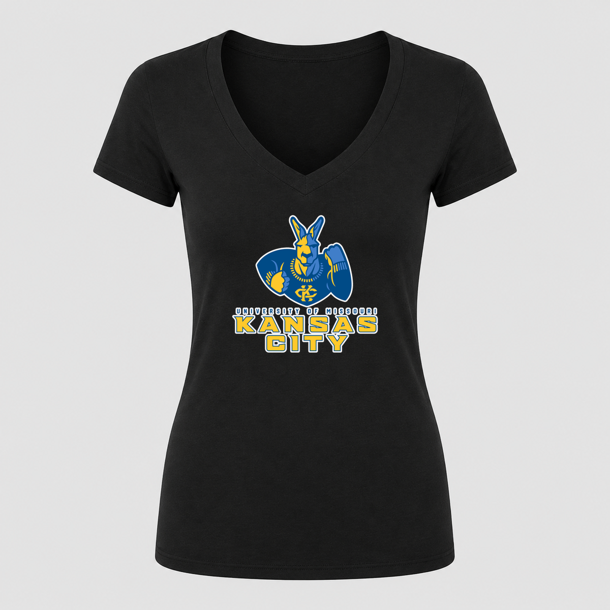 Women's UMKC Kangaroos V Neck T-Shirt in black