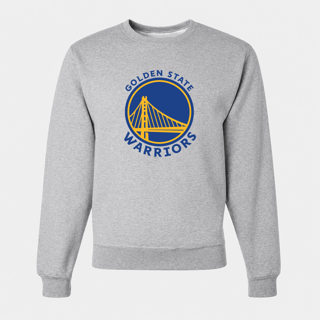 Men's Golden State Warriors Blue Logo Crewneck Sweatshirt - Gray
