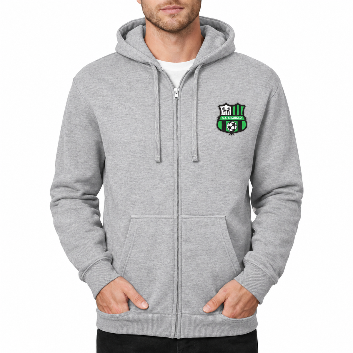 Men's U.S. Sassuolo Soccer Zipper Hoodie - Grey