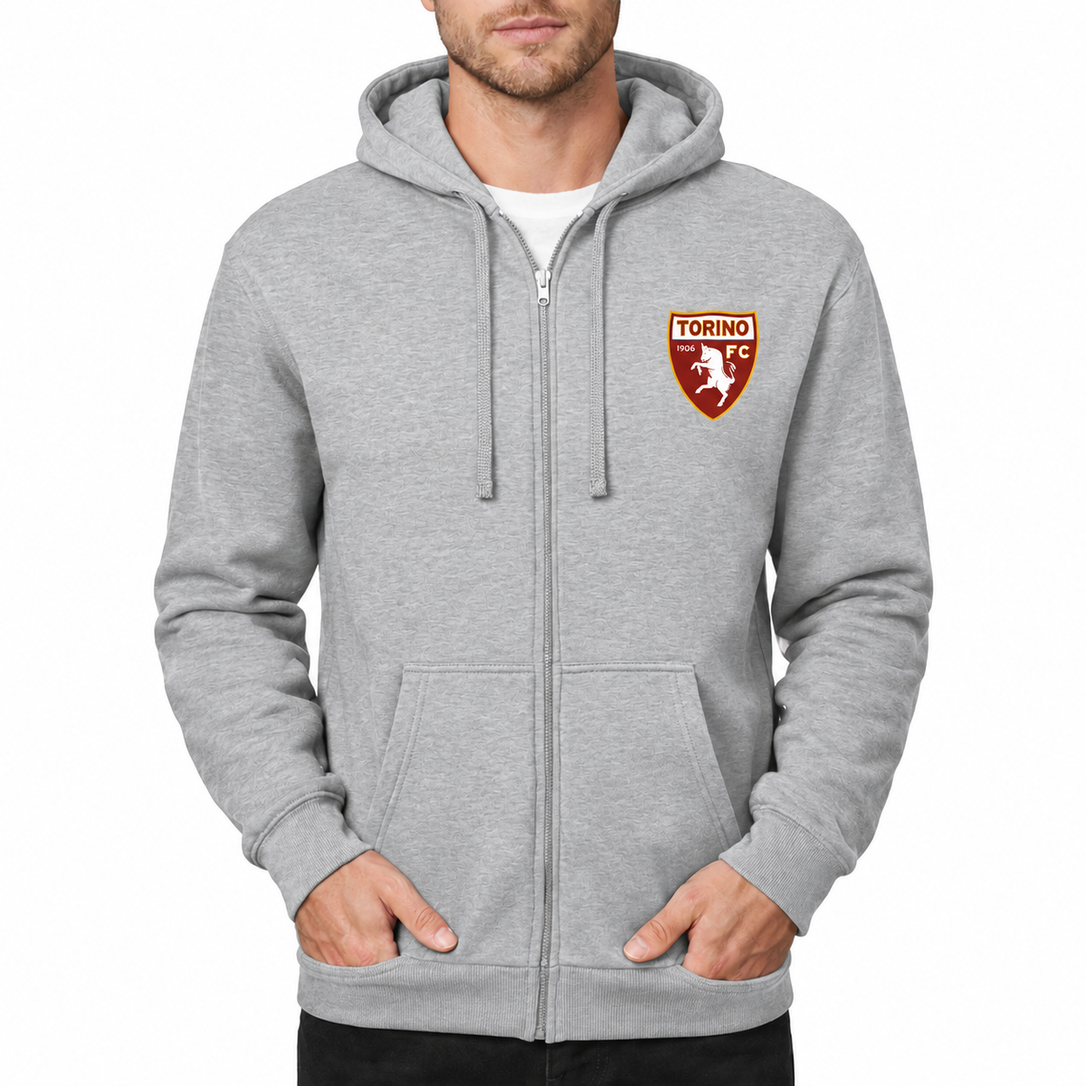 Men's Torino Soccer Zipper Hoodie - Grey
