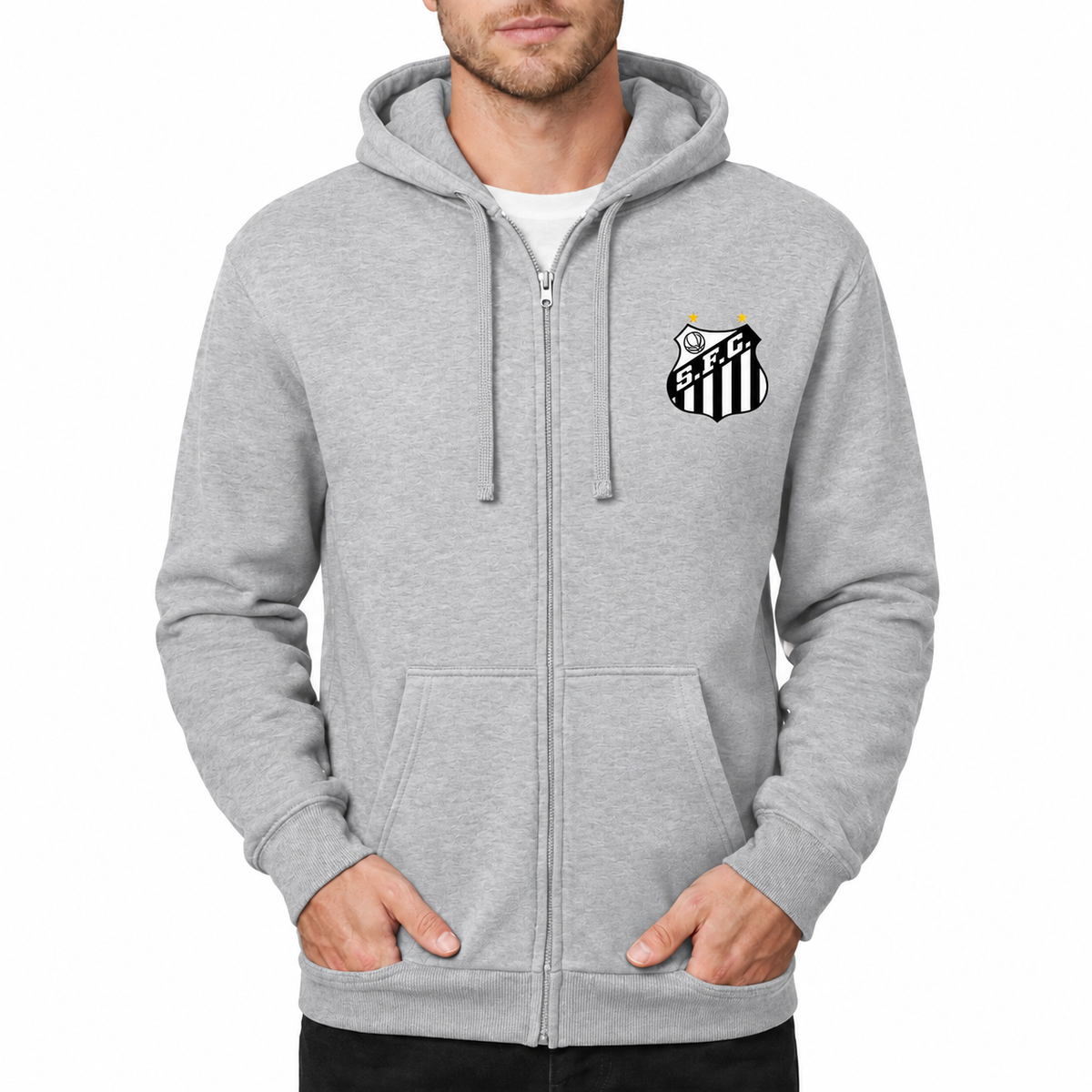 Men's Santos FC Zipper Hoodie - Grey