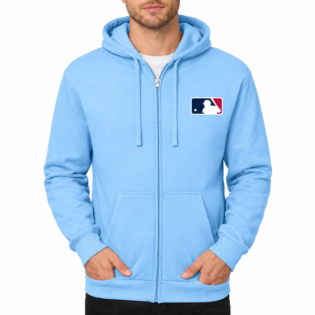 Men's Major League Baseball Zipper Hoodie - Sky Blue