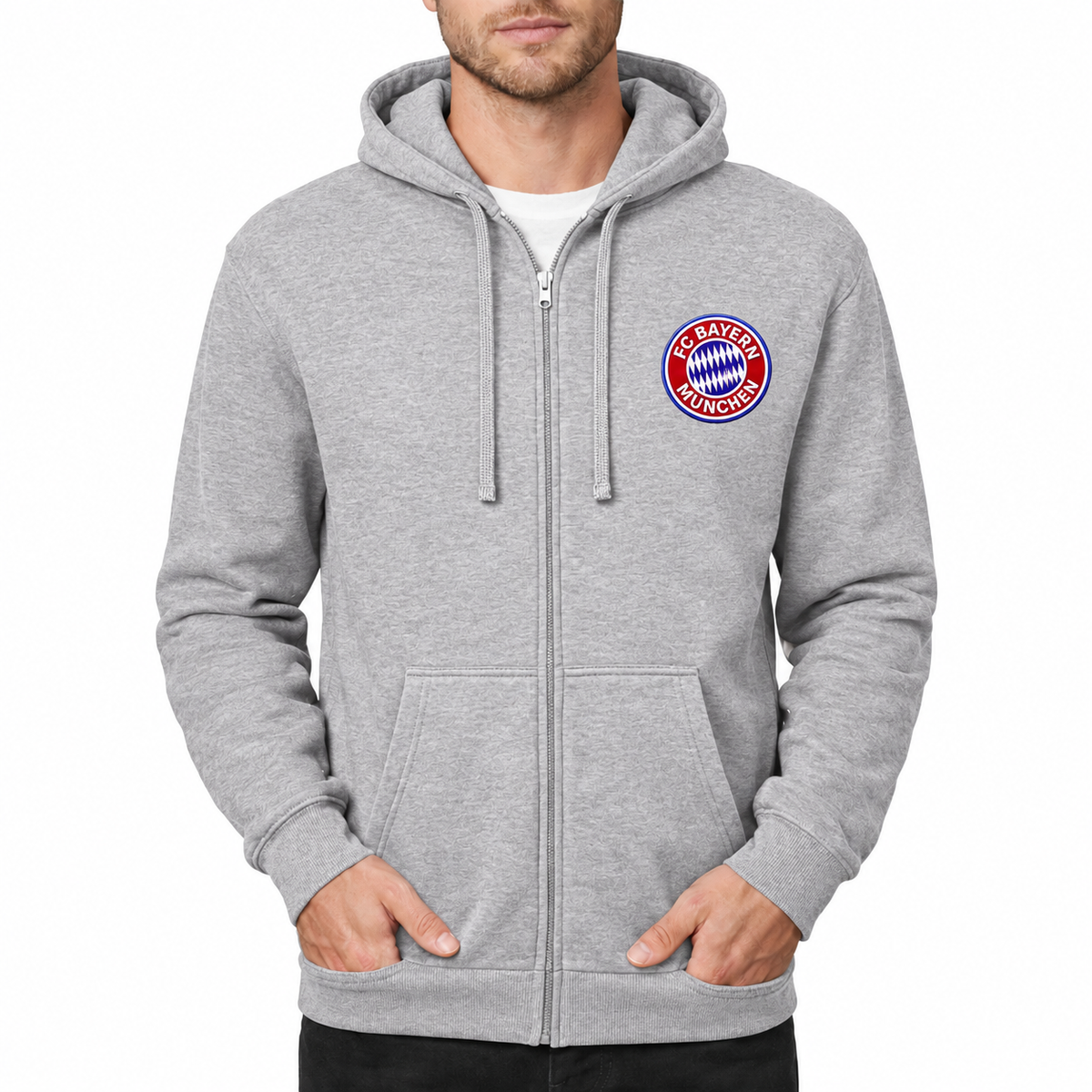 Men's FC Bayern Munich Soccer Zipper Hoodie - Grey