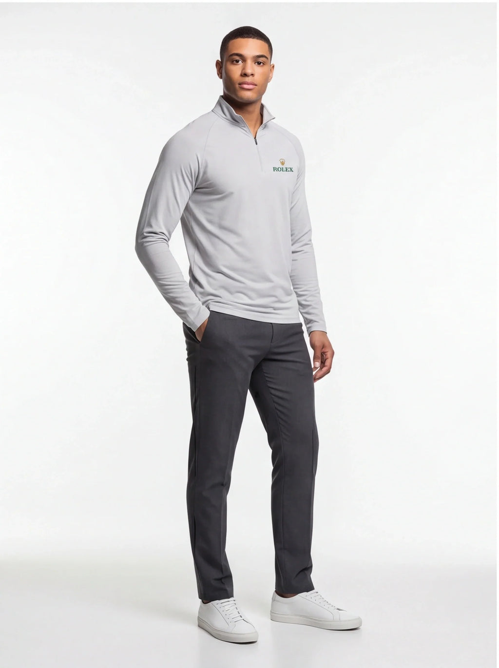 Men's Rolex Lightweight Quarter-Zip Athletic Shirt Long Sleeve Performance Wear