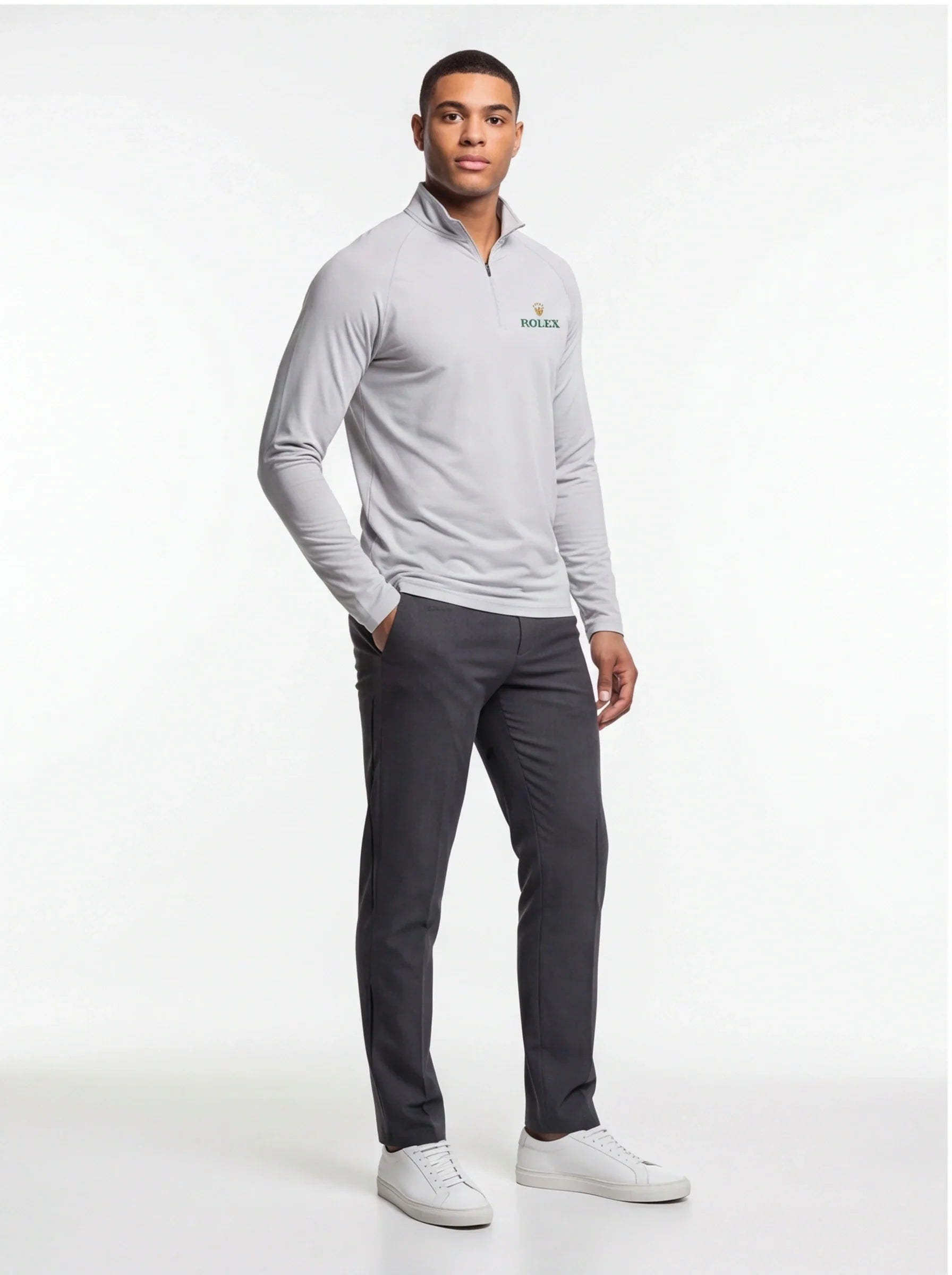 Men's Rolex Lightweight Quarter-Zip Athletic Shirt Long Sleeve Performance Wear