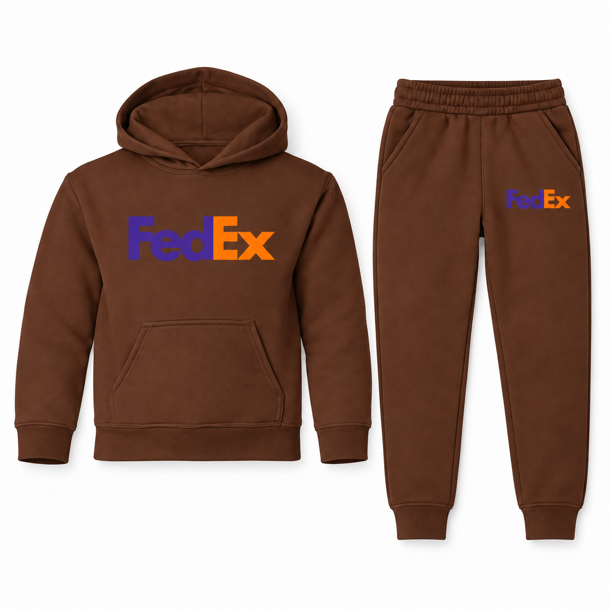 FedEx youth hoodie jogger set - Brown