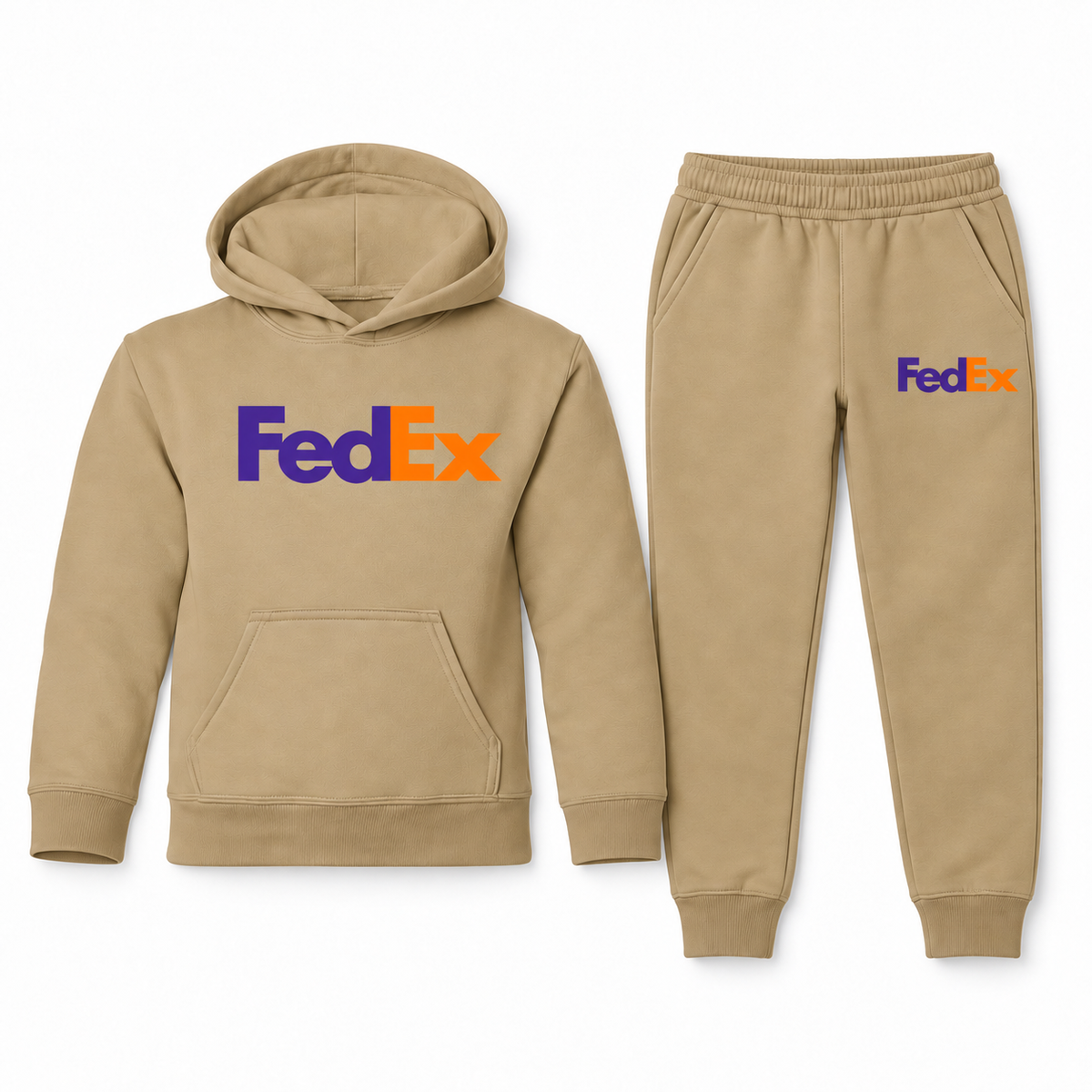 FedEx youth hoodie jogger set - Khaki