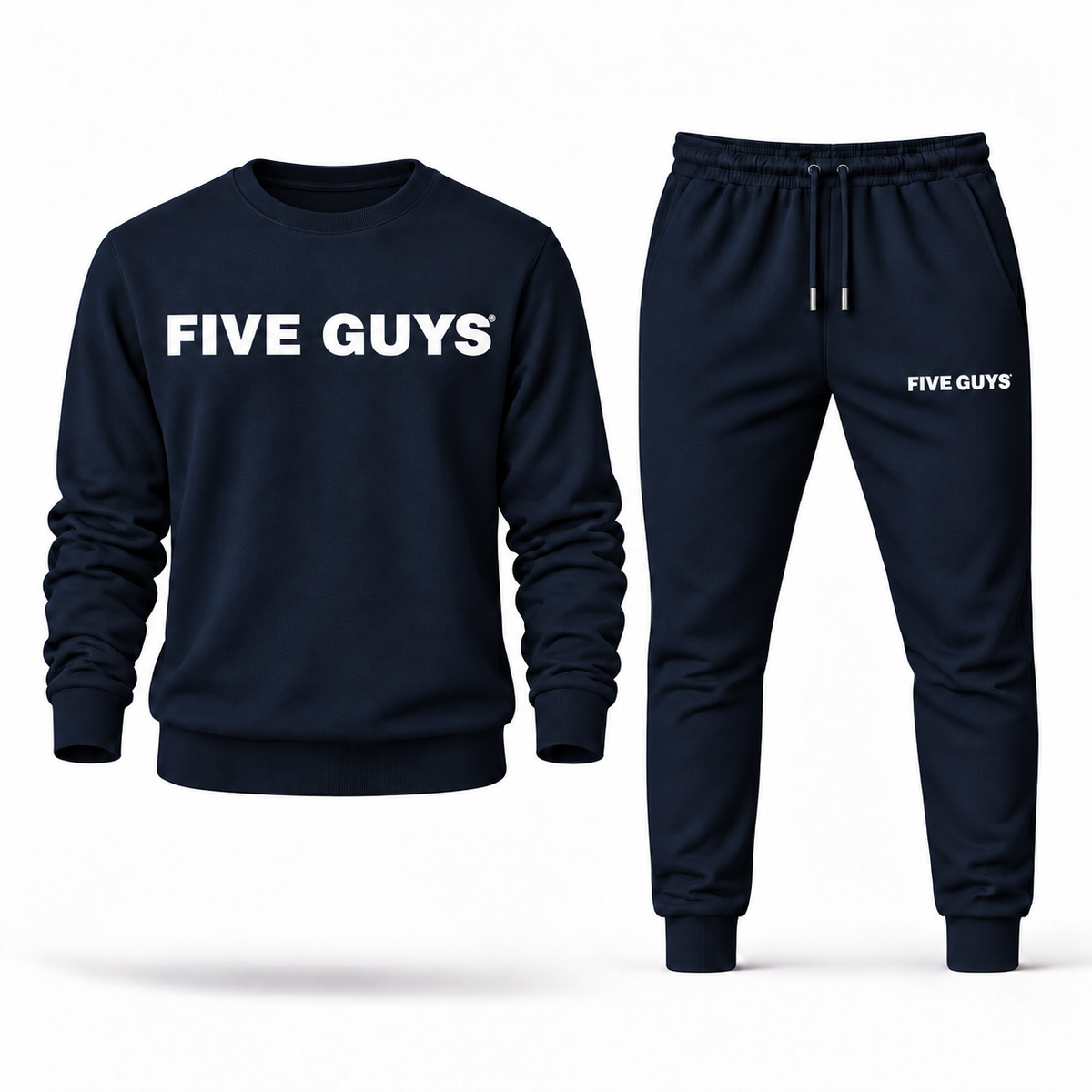 Five Guys adult crewneck sweatshirt and joggers set, Navy