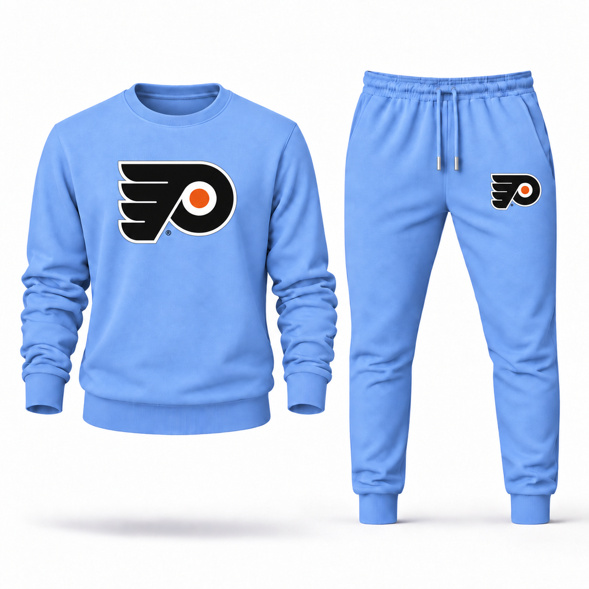 Philadelphia Flyers crewneck sweatshirt and jogger set in Carolina Blue