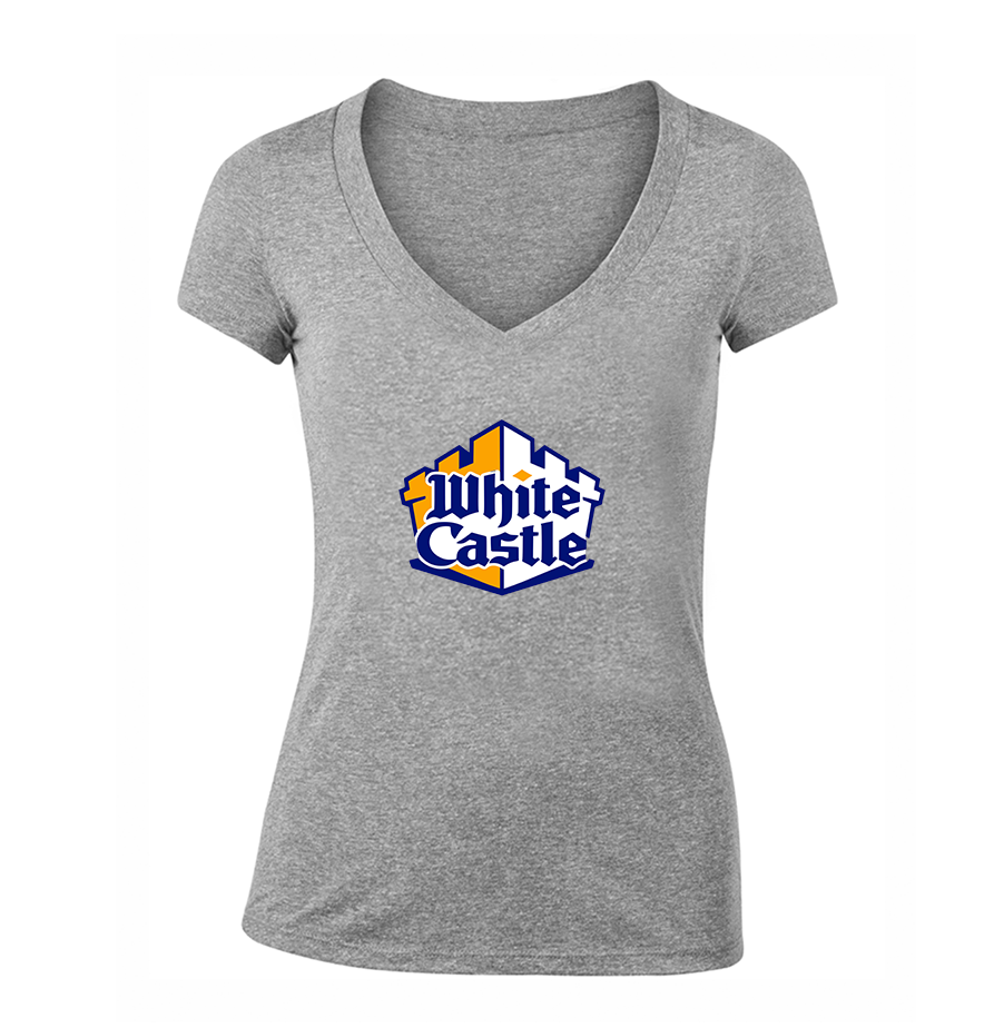 Women's White Castle V Neck T Shirt – Tee