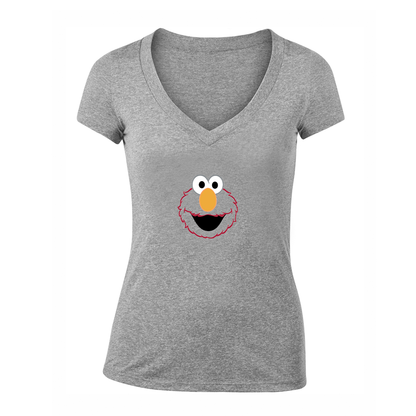 Women's Sesame Street Elmo Face  V Neck T-Shirt