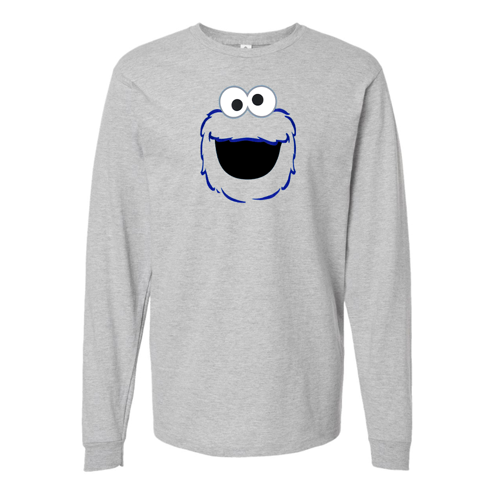 Men's Sesame Street Cookie Monster face Long sleeves T-Shirt