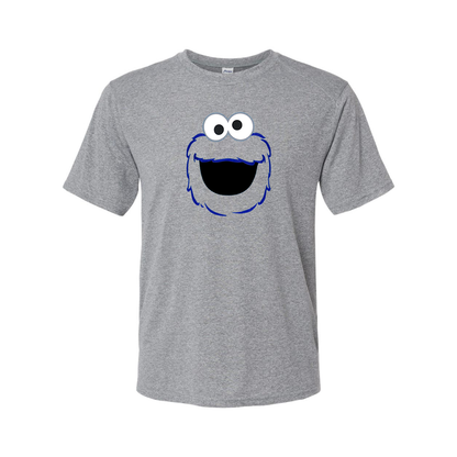 Men's Sesame Street Cookie Monster face Performance T-Shirt