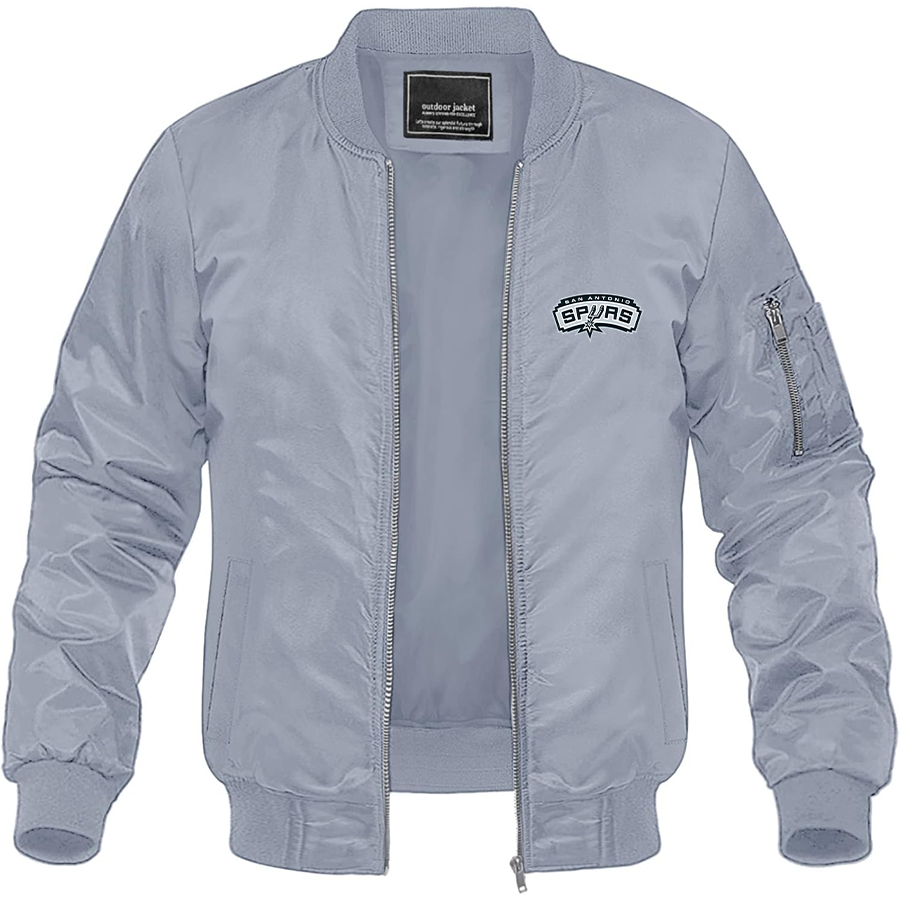 Men's San Antonio Spurs Lightweight Bomber Jacket Windbreaker Softshell Varsity Jacket Coat