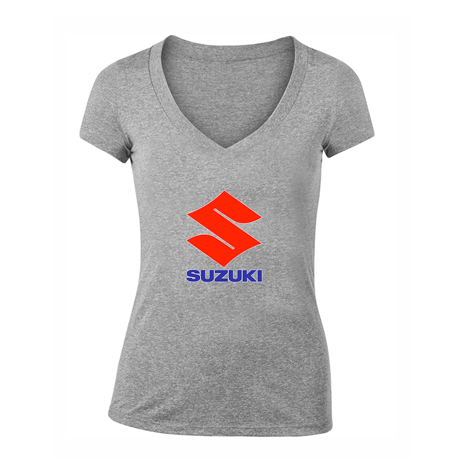Women's Suzuki Bike Motorcycle V-Neck T-Shirt