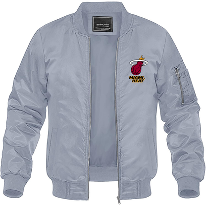 Men's Miami Heat Lightweight Bomber Jacket Windbreaker Softshell Varsity Jacket Coat