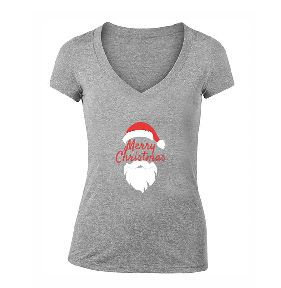 Women's Merry Christmas Santa Claus Astros V-Neck T-Shirt