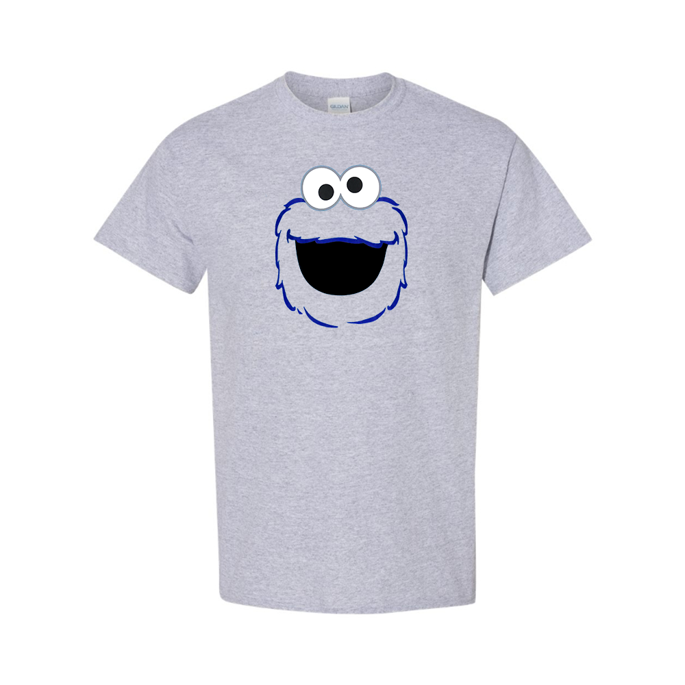 Men's Sesame Street Cookie Monster face Cotton T-shirt