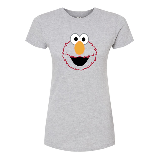 Women's Sesame Street Elmo Face Round Neck T-Shirt