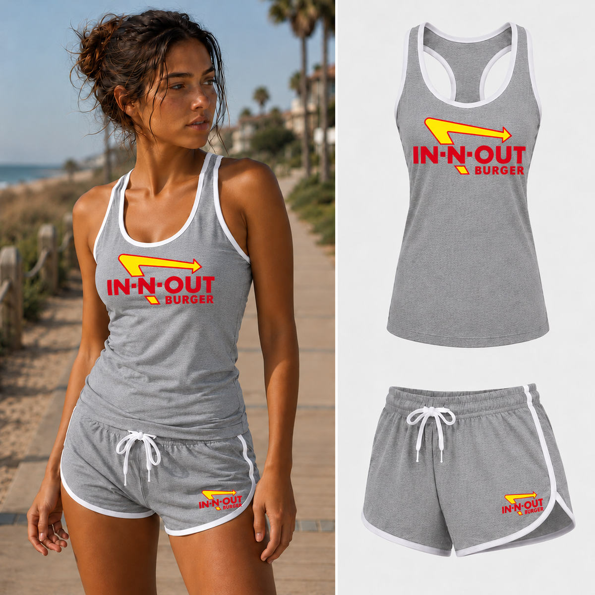Women's in n out burger set gray