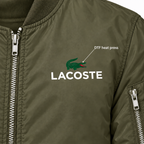Army Green - DTF Heat Press Detail - Men's Lacoste Lightweight Bomber Jacket