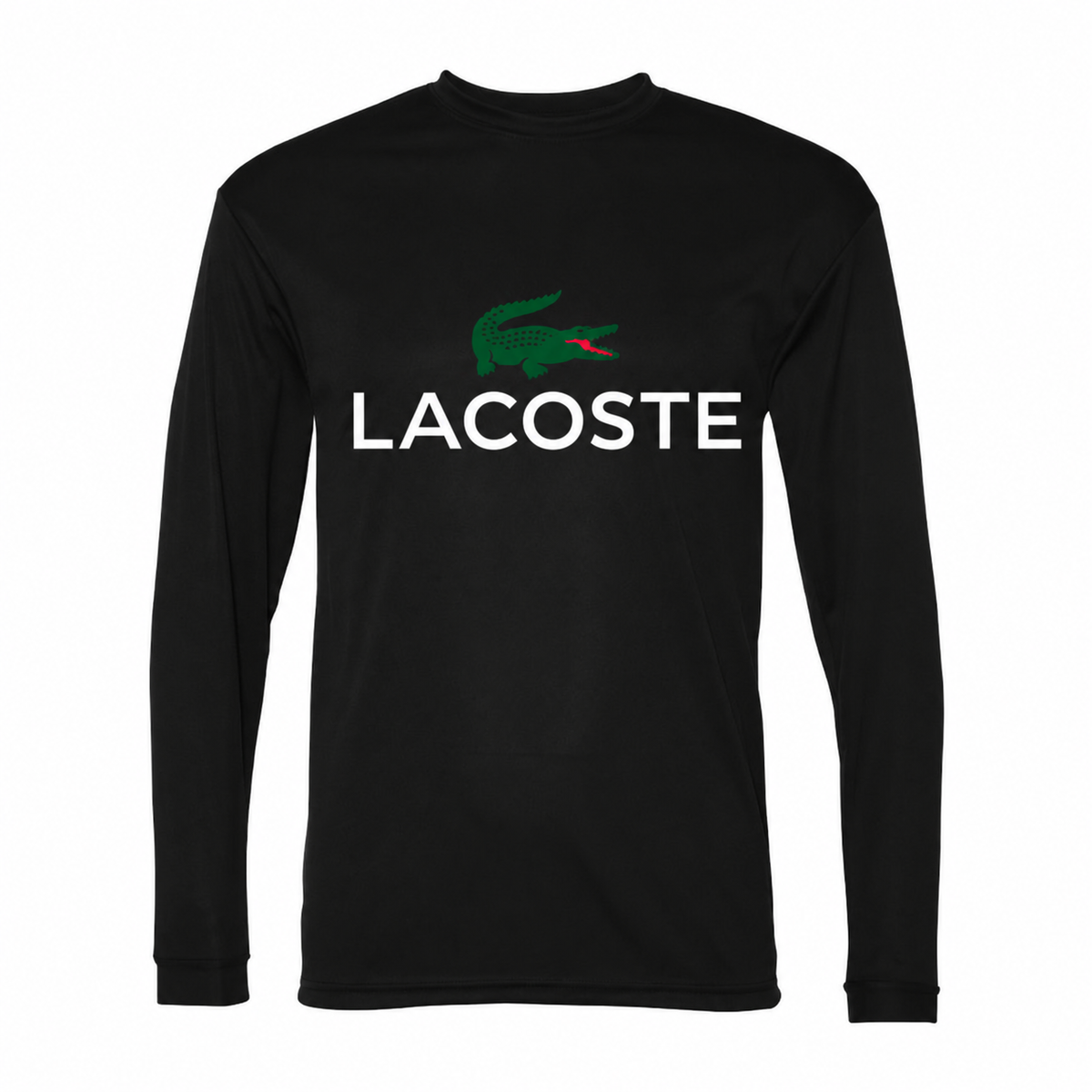 Men's Lacoste Polyester Long Sleeve T-Shirt - Black