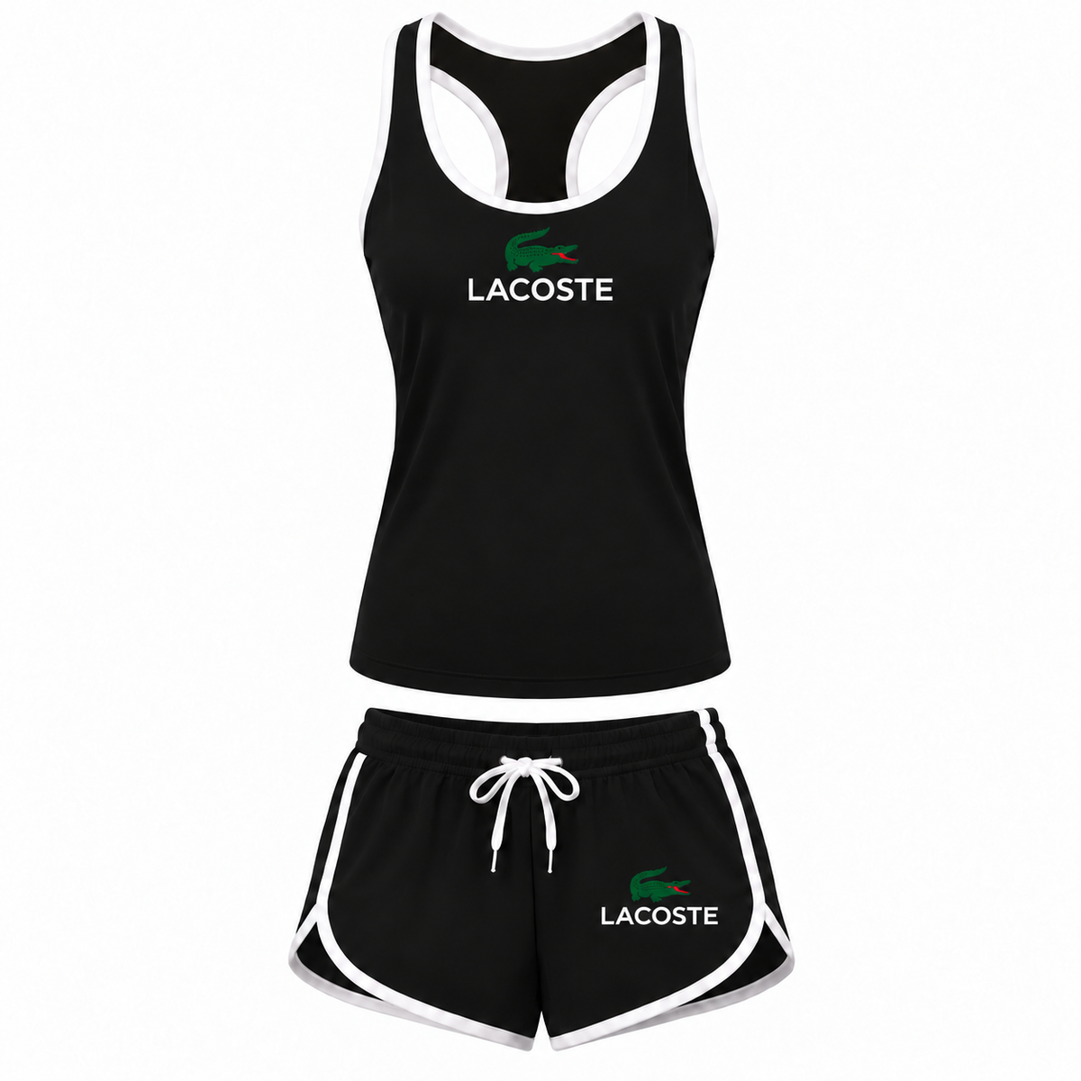Women's Lacoste tank top and shorts set, Black