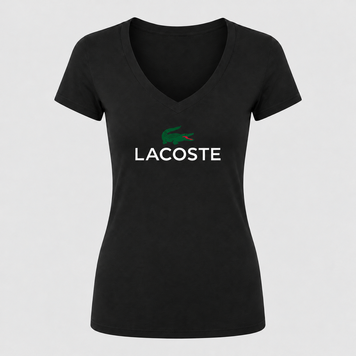 Women's Lacoste V Neck T-Shirt in black
