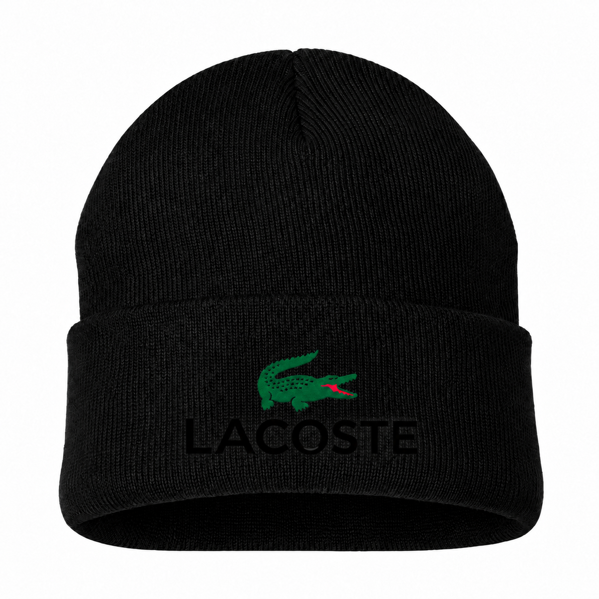 Lacoste cuffed beanie, Black