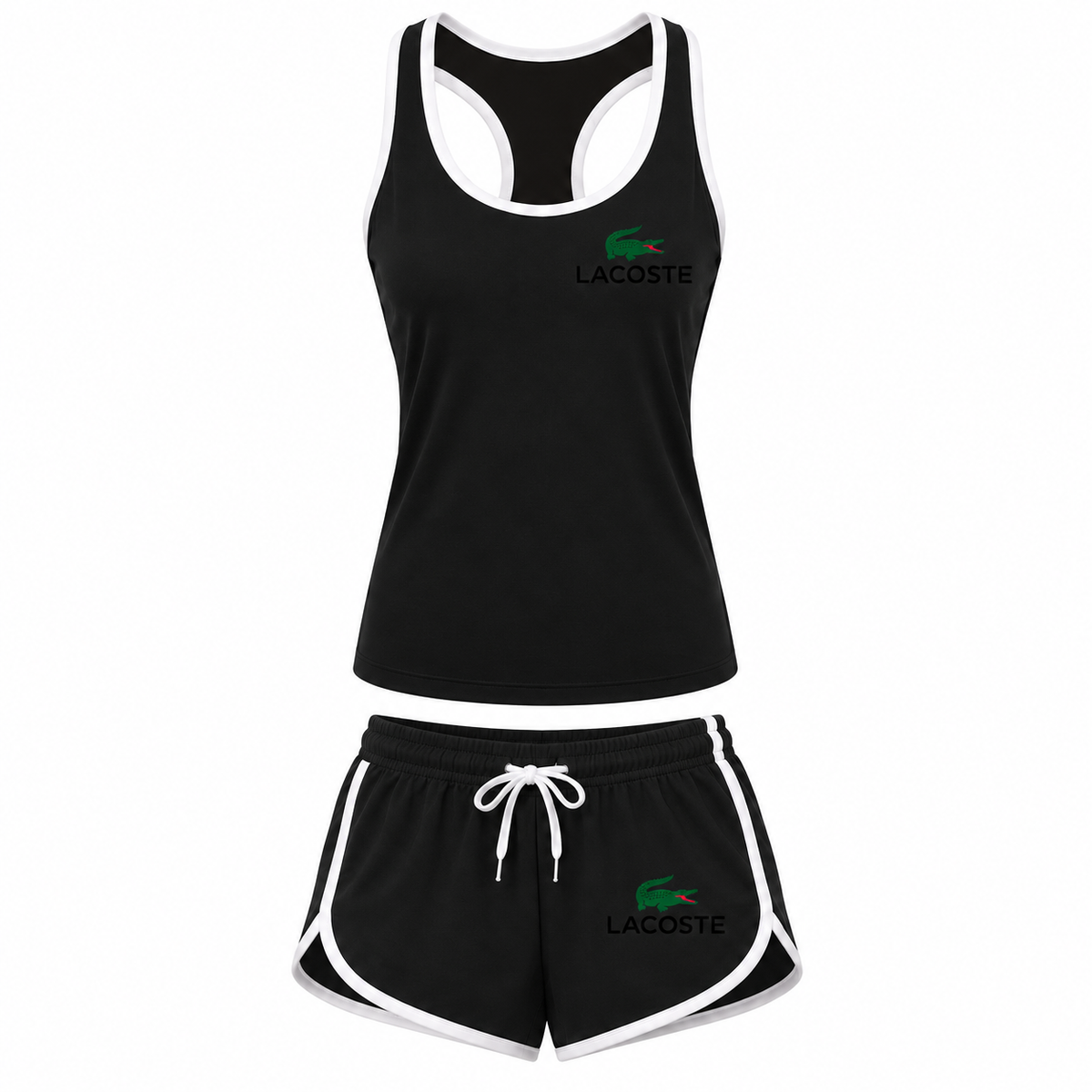 Women's Lacoste tank top and shorts set, Black