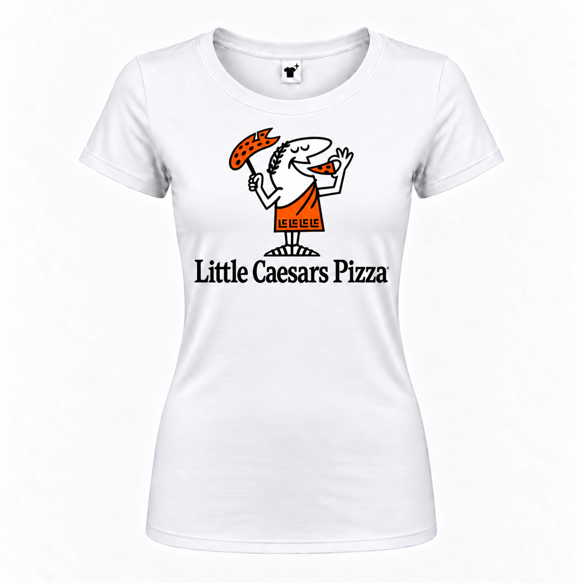 Women's Little Caesars Round Neck T-Shirt, White