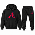 Black youth hoodie jogger set with Atlanta Braves design