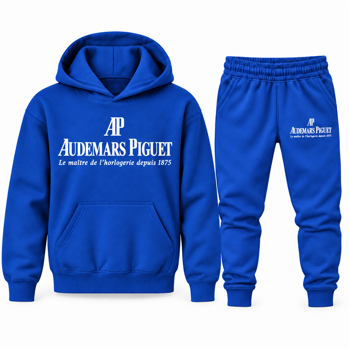 Blue youth hoodie jogger set with Audemars Piguet design